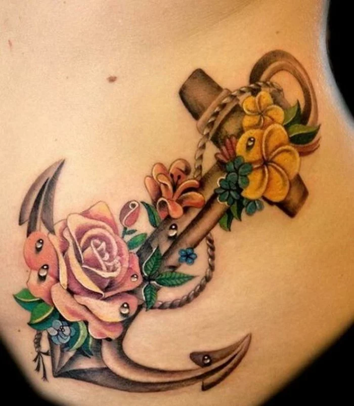 rosen anker tattoo motiv frauen tattoos ideen