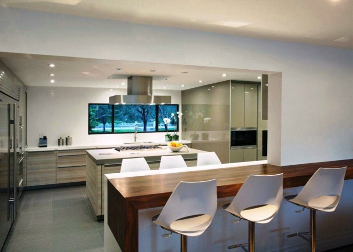 wohnküche moderne offene küche mit schöner beleuchtung