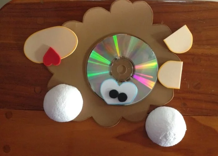 alte cd basteln mit kleinkindern karton mashmallows