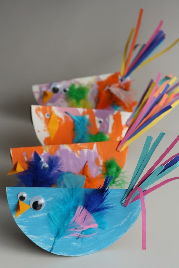 basteln mit papier karton fögel bastelideen fuer kleinkinder