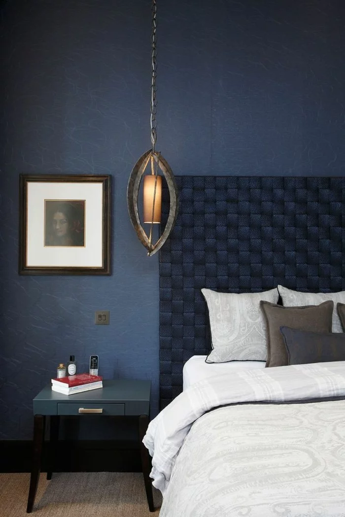 farben wandgestaltung in blau im schlafzimmer