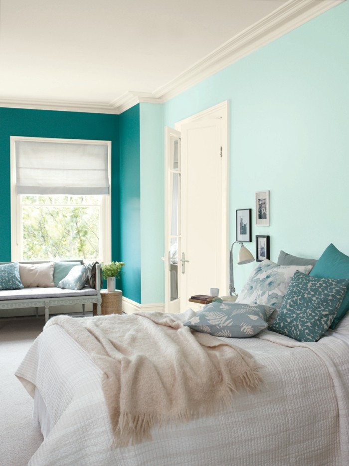 farbgestaltung ideen für das schlafzimmer blaunuancen kombinieren