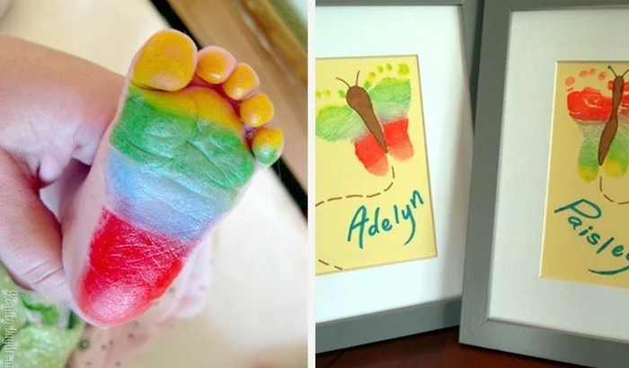 fußabdruck baby malen mit kleinkindern geschenkidee