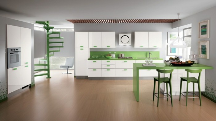 küchenfarben grüne akzente werten den raum auf