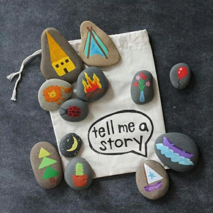 Steine bemale mit Kindern mit Acrylfarben 