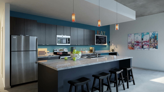 moderne küchen dunkelblau grau und schwarz erfolgreich kombinieren