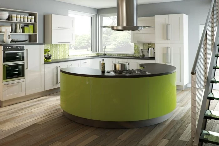 moderne küchen grün beige und grau machen eine schöne kombination in der küche