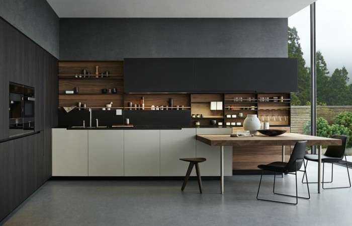 moderne küchen küchendesign in schwarz durch hellere aktente aufgepeppt