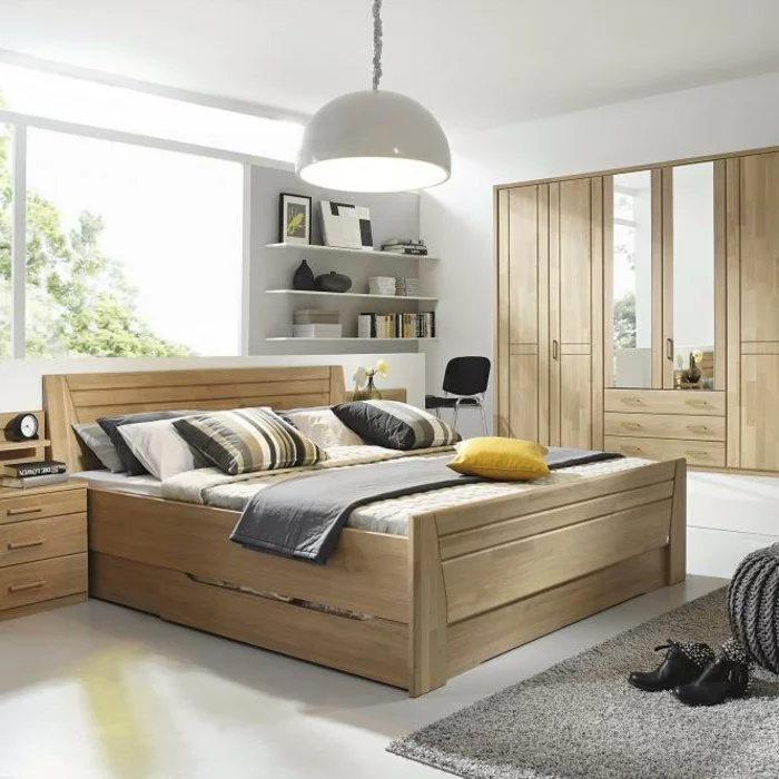 schlafzimmer einrichten helles holz moderner stil