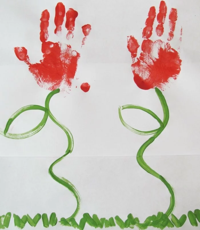 Handabdruck Bilder Blumen aus Handabdrücken