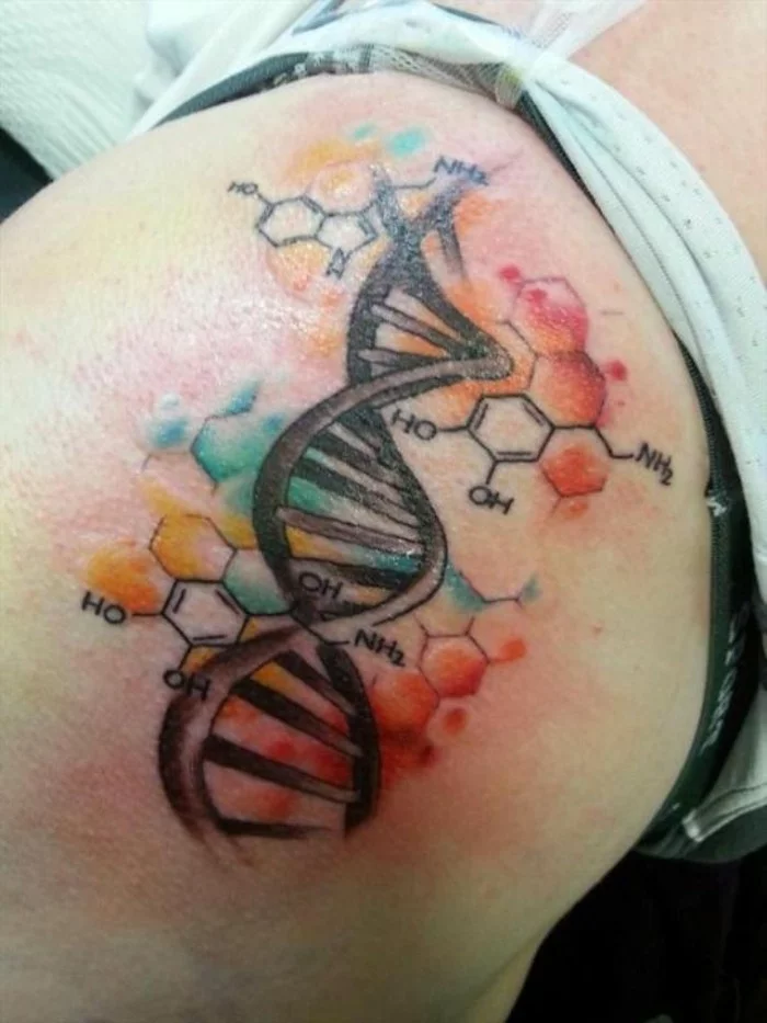 chemie wasserfarben tattoo ideen männer tätowierung