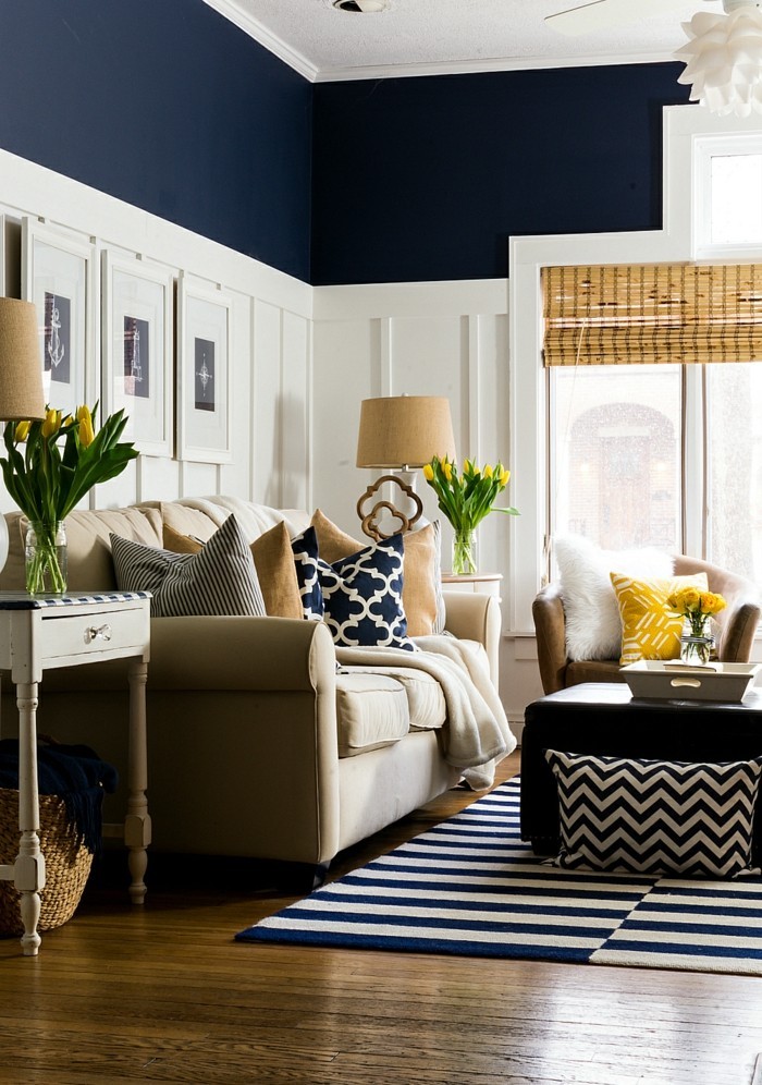 farben naval im wohnzimmer mit weiß kombinieren