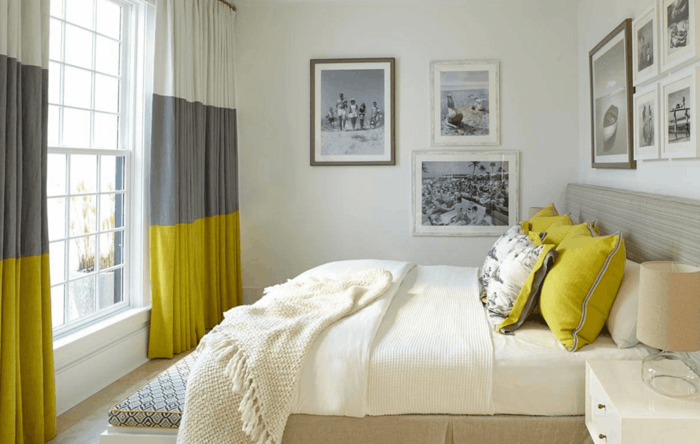 gardinen schlafzimmer frisches streifenmuster