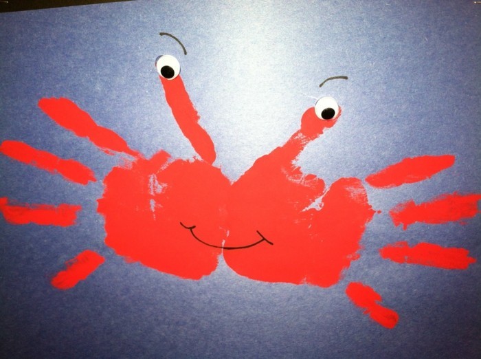 handabdruck bilder krabbe aus handabdrücken von kindern