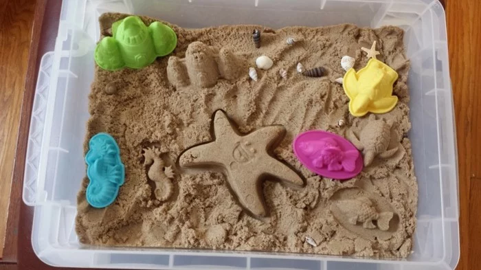 kinetischen sand selber machen sandkasten plastik strandspielzeug