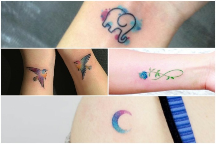 kleine tattoos watercolor ideen frauen tätowierung