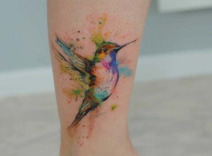 kolibri vogel wasserfarben tattoo ideen