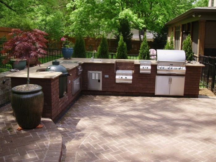 outdoor küche moderne außenküche mit ziegeln