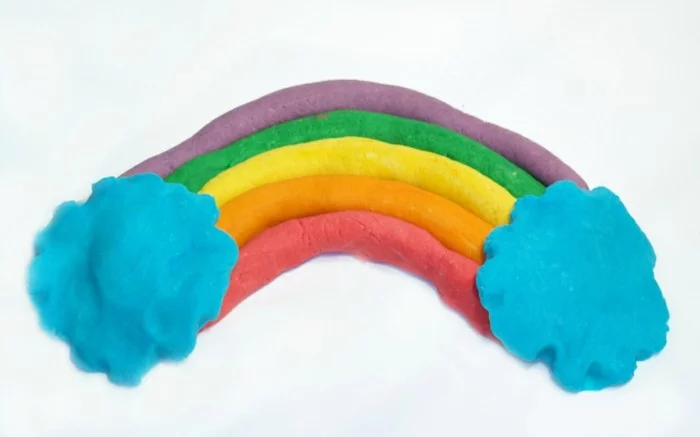 regenbogen basteln mit knete selber machen kinderspiel ideen