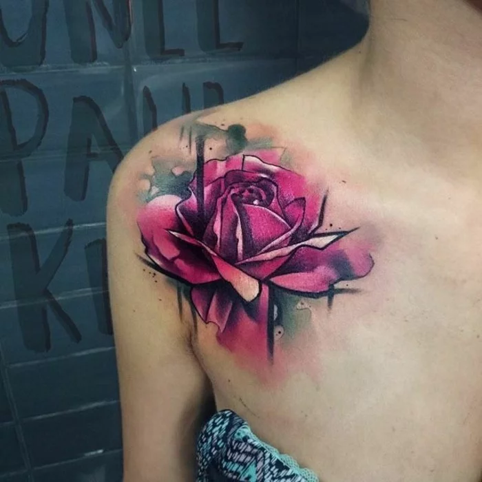 rose tattoo idee schulter
