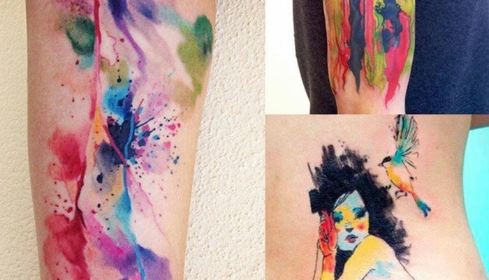 watercolor tattoo bunte farben tätowierung trend