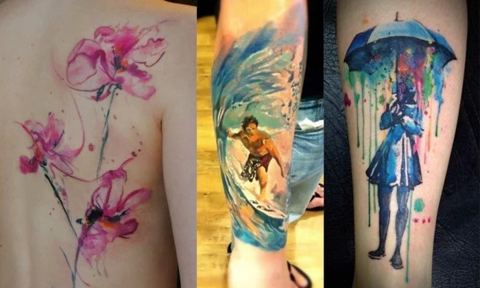 watercolor tattoos ideen wasserfarben tätowierung