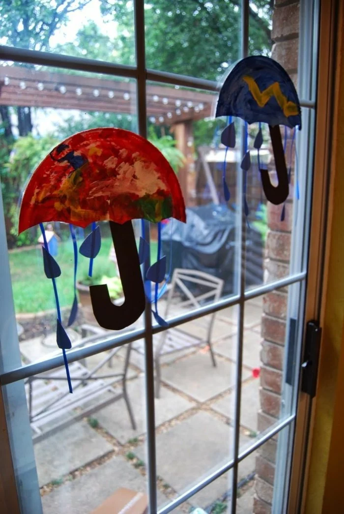 Fensterbilder basteln mit kindern regen