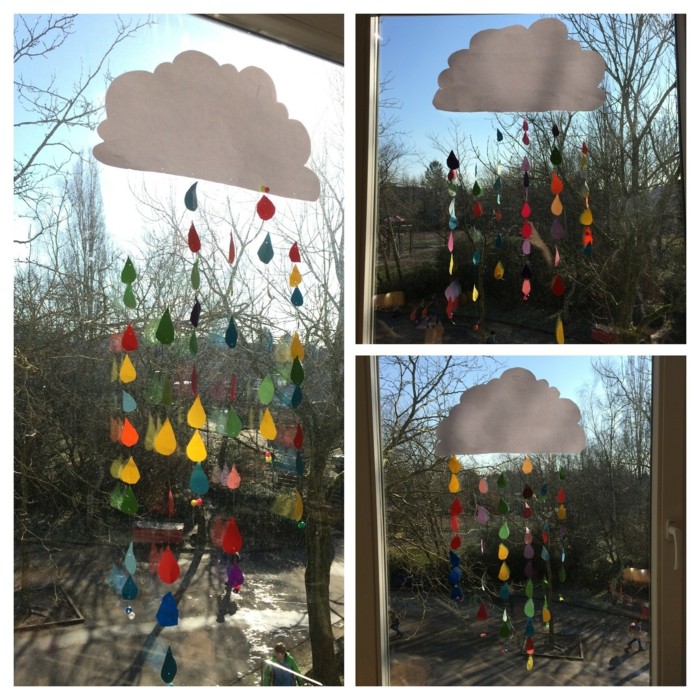 Fensterbilder basteln mit kindern regenbogen wolke