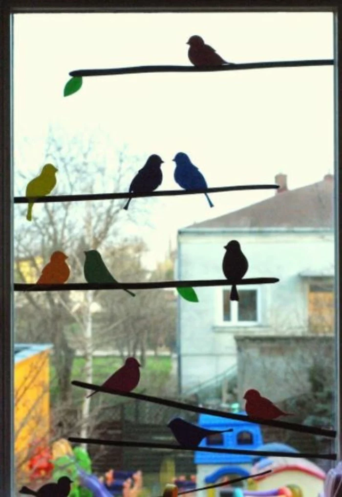 Fensterbilder basteln mit kindern vogel