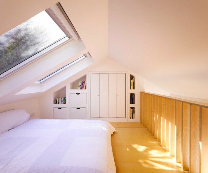 schlafzimmer einrichten mit dachschräge minimlistisches interieur