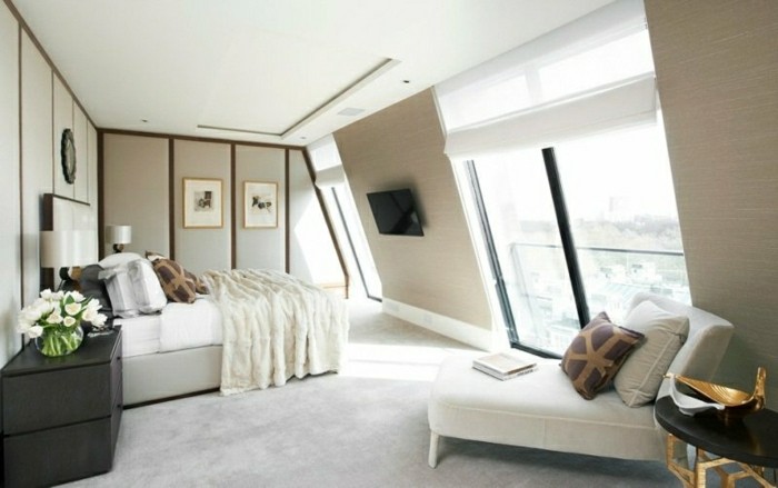 schlafzimmer einrichten mit dachschräge stilvolles interieur mit erholungsbereich