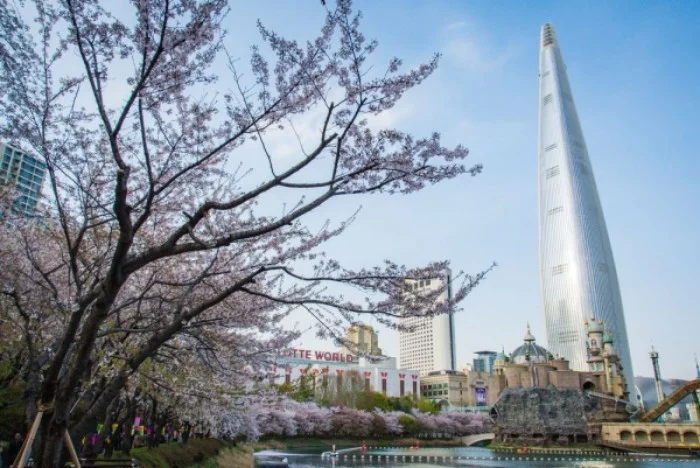 Romantischer Blick Lotte World Tower Seoul Südkorea