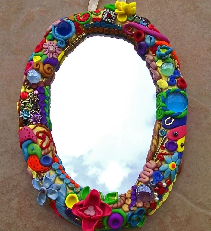 Toepferideen Toepfern Ideen mit Kindern DIY IDEEN spiegel dekorieren
