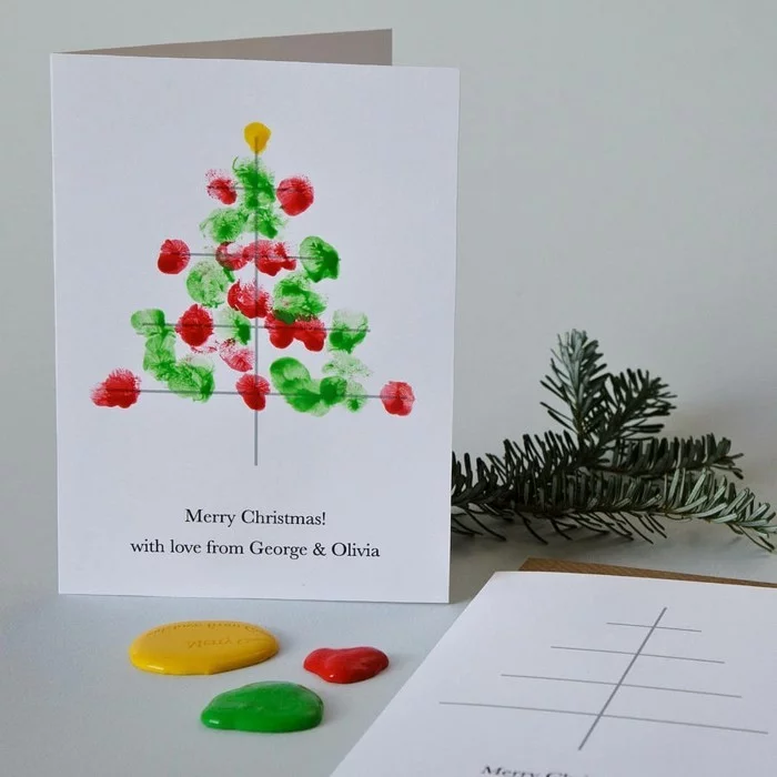 Weihnachtskarten selber basteln diy ideen drei farben einfache vorlage