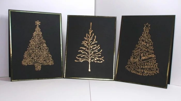 Weihnachtskarten selber basteln diy ideen gold