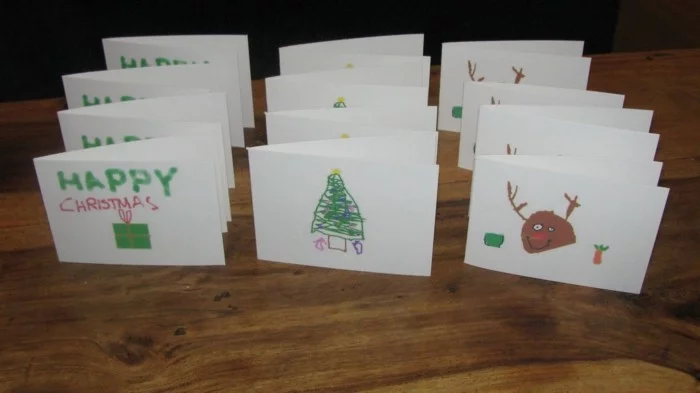 Weihnachtskarten selber basteln diy ideen kinderyeichnungen