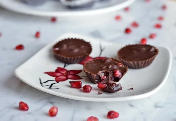 Chocolate Pomegranate Candies Plates