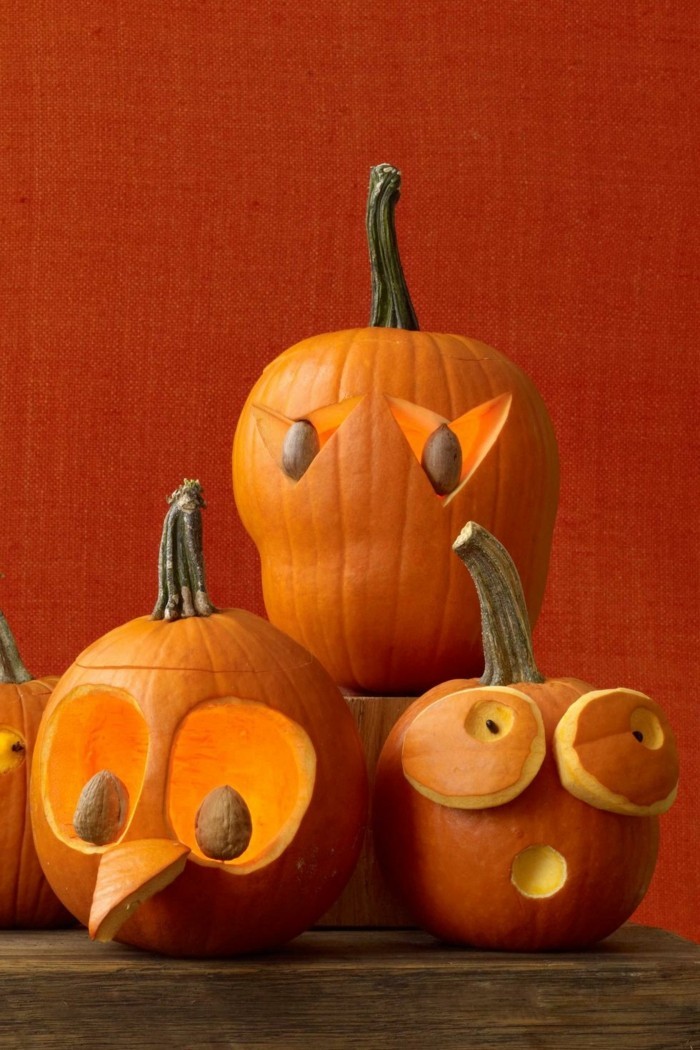 halloween kuerbis schnitzen kreative ideen fuer kuerbisgesichter