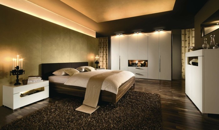 modernes schlafzimmer brauner teppich schöner bodenbelag moderne beleuchtung