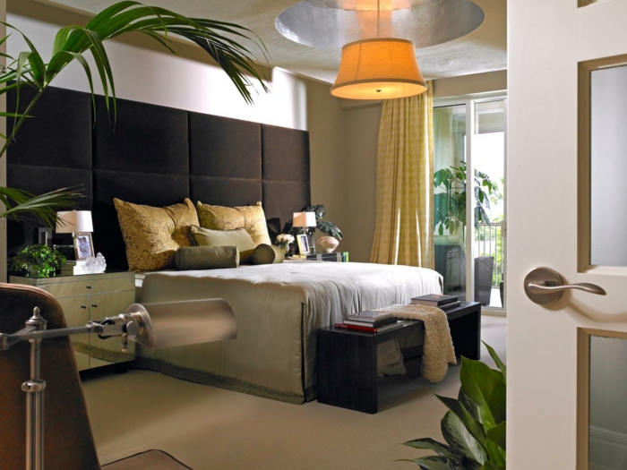 modernes schlafzimmer design abgehängte decke pflanzen