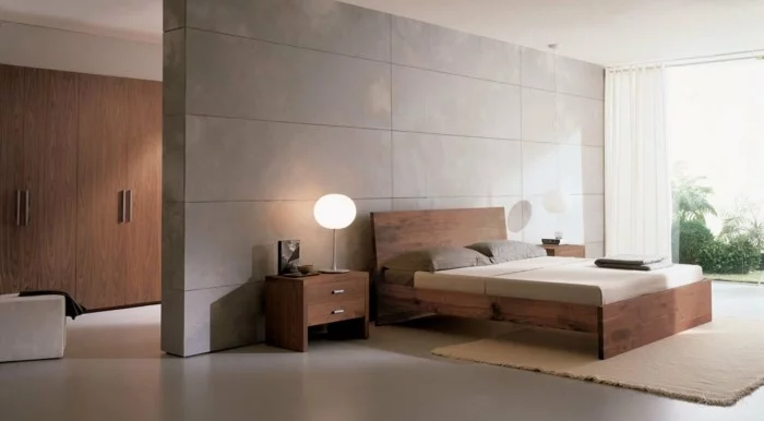modernes schlafzimmer minimalistische züge erdige farben
