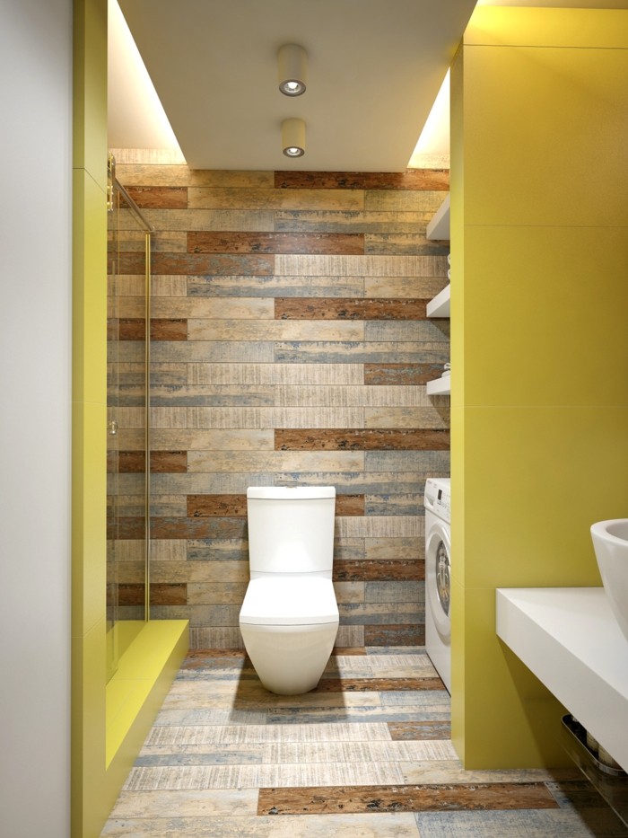 wandgestaltung ideen badezimmer einrichten gelbe wände