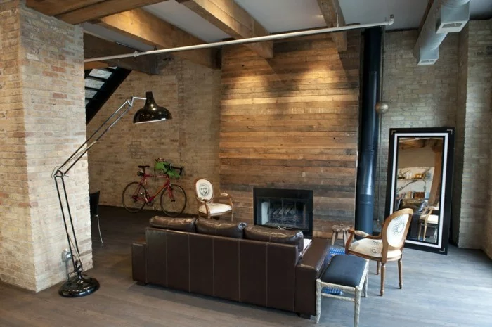 wohnzimmer mit rustikaler wand modernes innendesign mit rustikalen akzenten