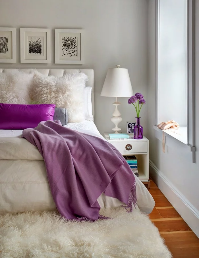 Die Farbe Lila lila akzente weißes schlafzimmer