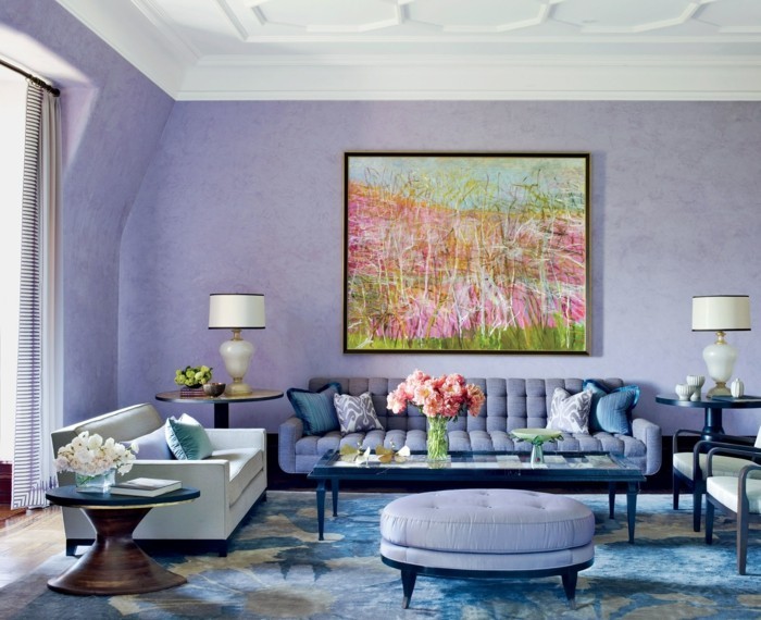 Die Farbe Lila schöne tapete wohnzimmer farbiges gemälde