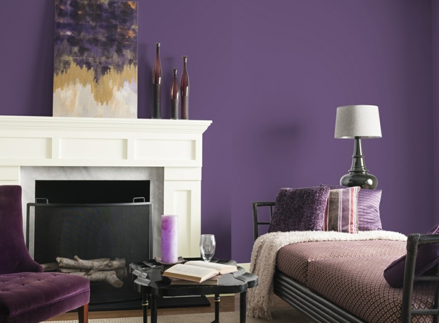Die Farbe Lila wanddesign moderner wohnbereich schöne textilien