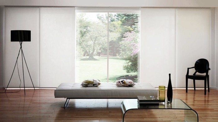 Flächenvorhänge modernes wohnzimmer minimalistische züge