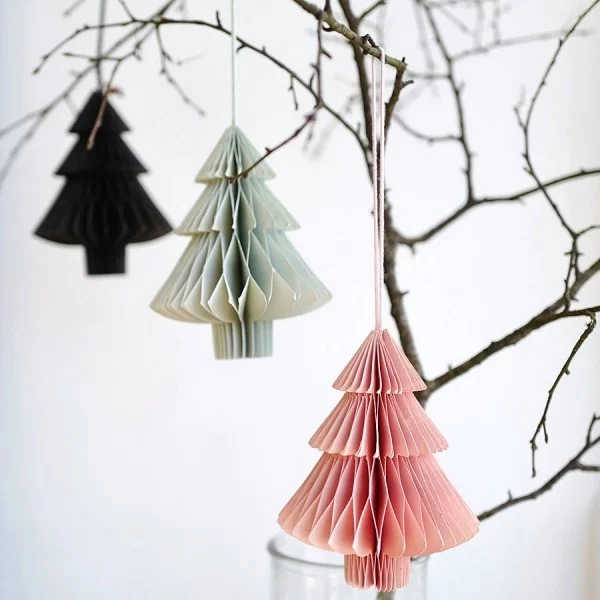 Origami Tannenbaum Figuren Weihnachtsbasteln mit Papier