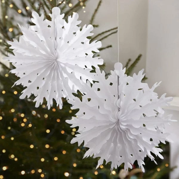 Origami Weihnachtssterne selber machen Tannenbaumschmuck