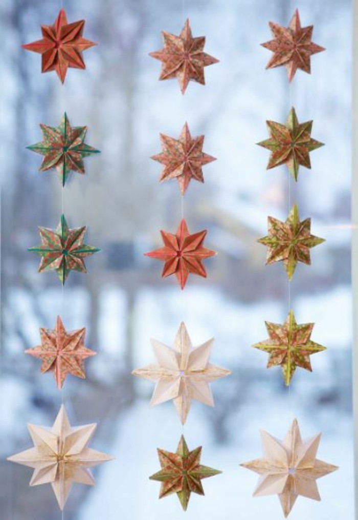 Sterne basteln für Weihnachten mit Origami Anleitung weihnachten girlande